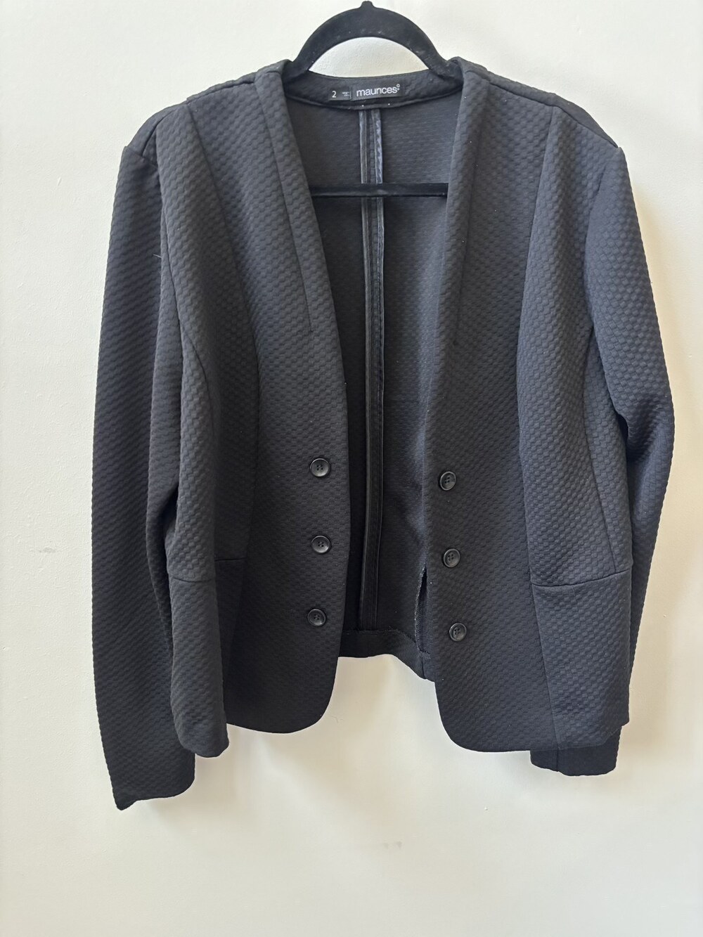 Maurices Black Textured Open Front Blazer Cardigan Size 2X